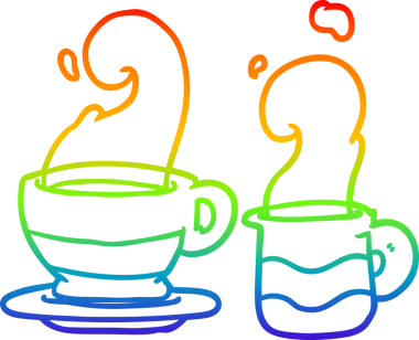 Bir insanın çizdiği bir fincan kahvenin gradyan çizgisi