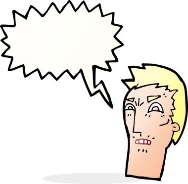 bir insan tarafından çizilmiş konuşma baloncuklu kızgın bir yüz.