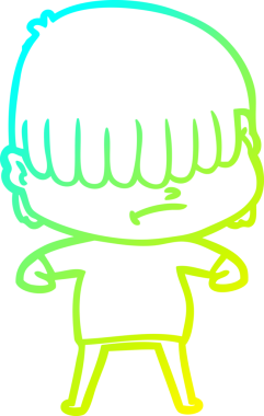 Bir insan tarafından çizilmiş dağınık saçlı bir çizgi film çocuğu çizimi.