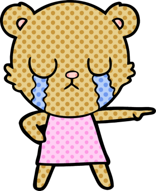 Bir insan tarafından çizilmiş ağlayan ayı karikatürü.