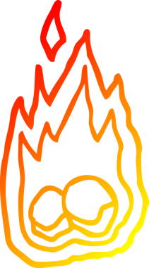 Bir insan tarafından çizilmiş sıcak bir çizgi film çizimi korkunç yanan cadılar bayramı kömürü