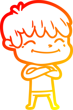 Bir insan tarafından çizilen mutlu bir çocuğun sıcak çizgi çizimi.