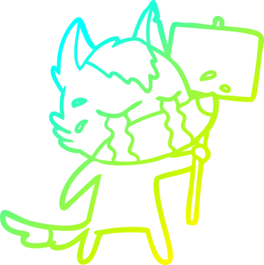 Bir insan tarafından çizilmiş ağlayan kurdun soğuk çizgi çizimi.