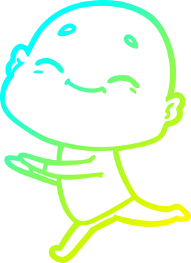 Bir insan tarafından çizilmiş, mutlu, kel bir adamın çizdiği soğuk çizgi.