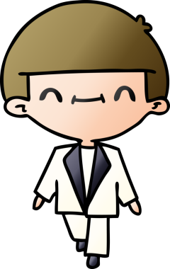 Bir insan tarafından çizilmiş takım elbiseli sevimli kawaii çocuk çizimi.