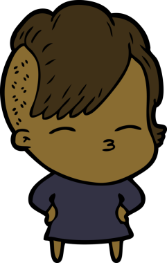 Bir insan tarafından çizilmiş şaşı çizgi film kızı.