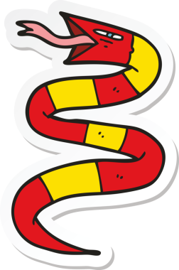 Bir insan tarafından çizilmiş çizgi film yılanının çıkartması.