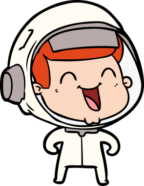 Bir insan tarafından çizilmiş mutlu astronot çizgi filmi.