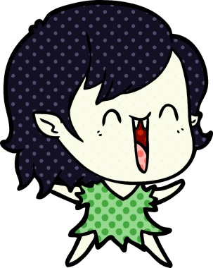 Bir insan tarafından çizilmiş mutlu vampir kız çizgi filmi.