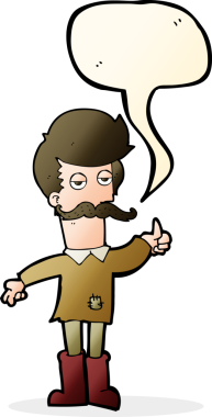 Bir insan tarafından çizilmiş, kötü giyinmiş, konuşma balonu olan yaşlı bir adam.