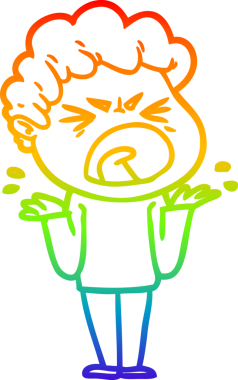 Bir insan tarafından çizilmiş öfkeli bir adamın çizdiği gökkuşağı gradyan çizgisi.