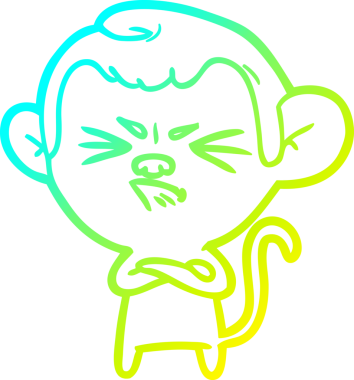 Bir insan tarafından çizilmiş kızgın bir maymunun soğuk çizgi çizimi.