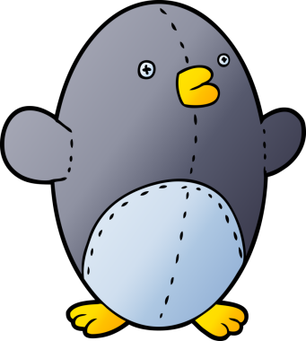 Bir insan tarafından çizilmiş oyuncak penguen.