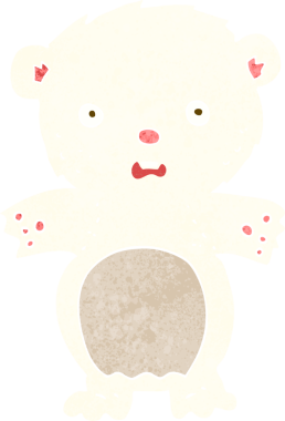 Bir insan tarafından çizilmiş korkmuş kutup ayısı çizgi filmi.