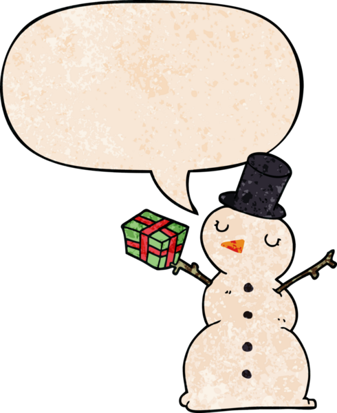 bir insan tarafından çizilmiş, konuşma baloncuklu kardan adam.