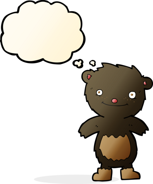 Bir insan tarafından çizilmiş düşünce baloncuklu çizme giyen oyuncak ayı.