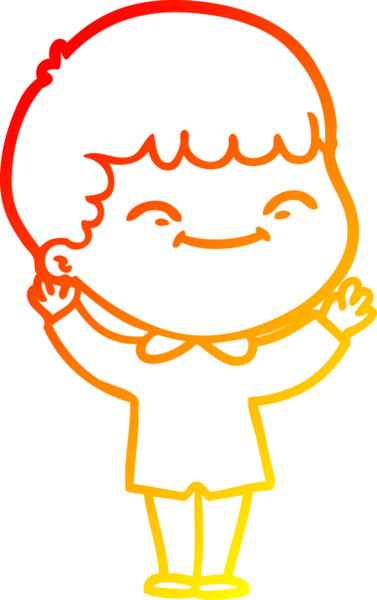 Bir insan tarafından çizilen mutlu bir çocuğun sıcak çizgi çizimi.