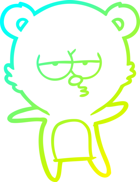 Sıkılmış bir ayı karikatürünün insan tarafından çizilmiş soğuk gradyan çizgisi