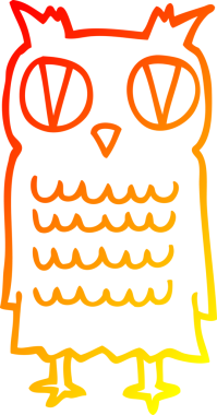 Bir insan tarafından çizilmiş bir baykuşun sıcak çizgi çizimi