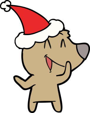 Gülen ayı eli çizgisi bir insan tarafından çizilmiş Noel Baba şapkası