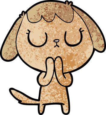 Bir insan tarafından çizilmiş şirin bir çizgi film köpeği.