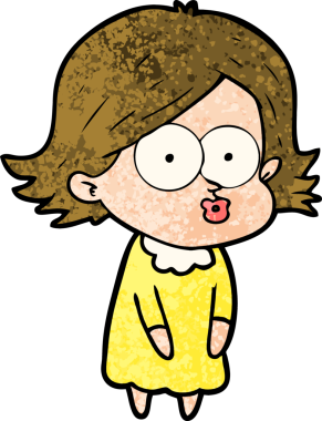 Çizgi film kızı somurtuyor bir insan tarafından