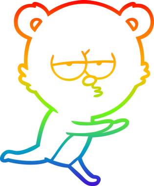 Bir insan tarafından çizilmiş sıkılmış bir ayı çizgi filminin çizimi.