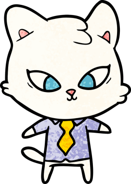 Bir insan tarafından çizilmiş sevimli çizgi film kedisi.