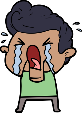 Bir insan tarafından çizilmiş ağlayan bir karikatür.