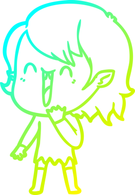 Bir insan tarafından çizilen mutlu vampir kız çizgi filminin soğuk gradyanı.