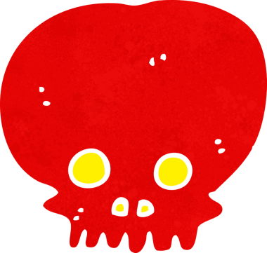 Bir insan tarafından çizilmiş ürkütücü kafatası sembolü.