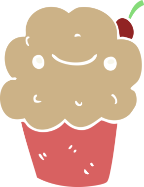 Bir insan tarafından çizilmiş düz renkli çizgi film keki.