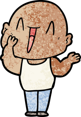 Bir insan tarafından çizilmiş mutlu, kel adam.