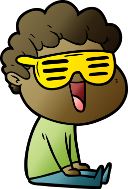 Bir insan tarafından çizilmiş gülen karikatür adam.