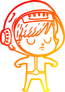 Bir insan tarafından çizilmiş bir astronot kadın çizgi çizimi.