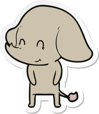 Bir insan tarafından çizilmiş şirin bir fil çıkartması.