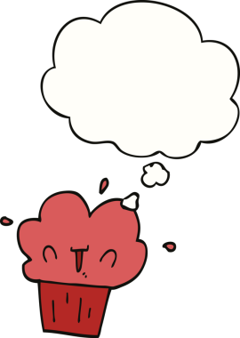 Bir insan tarafından çizilmiş düşünce balonlu kek.