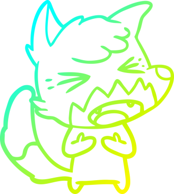 Bir insan tarafından çizilmiş kızgın bir tilkinin soğuk çizgi çizimi.