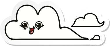 Bir insan tarafından çizilmiş şirin bir karikatür bulutunun çıkartması.