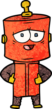 Bir insan tarafından çizilmiş çizgi film robotu