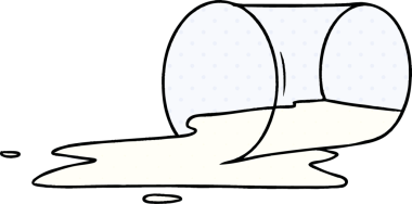 Bir insan tarafından çizilmiş dökülmüş bir bardağın el çizimi karikatürü