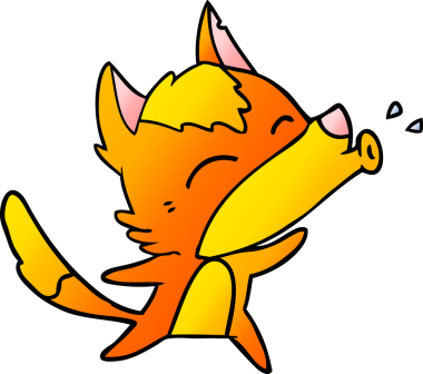 Bir insan tarafından çizilmiş tilki çizgi film karakteri