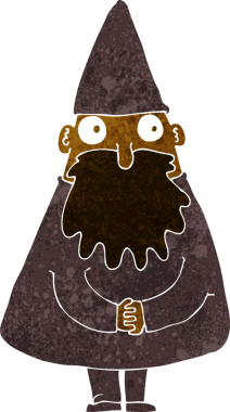 bir insan tarafından çizilmiş çizgi film sihirbazı