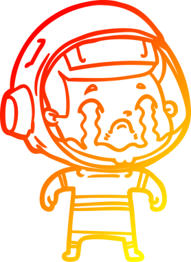 Bir insan tarafından çizilmiş, ağlayan bir astronotun sıcak çizgi çizimi