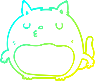 Bir insan tarafından çizilen çizgi film kedisinin soğuk gradyan çizgisi.