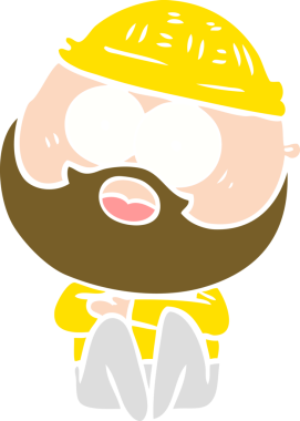 Düz renkli çizgi film. Bir insan tarafından çizilmiş sakallı adamı şaşırttı.