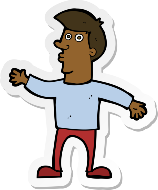 Bir insan tarafından çizilmiş endişeli bir karikatür çıkartması.