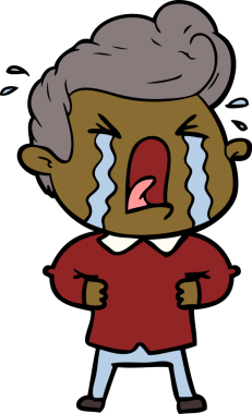 Bir insan tarafından çizilmiş ağlayan bir karikatür.