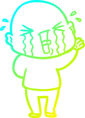 Bir insan tarafından çizilmiş, ağlayan kel bir adamın çizdiği soğuk çizgi.