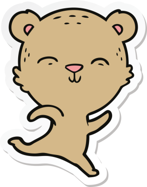 Bir insan tarafından çizilmiş mutlu çizgi film ayısının çıkartması.